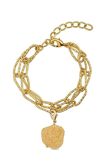 Gold Finish Zodiac Pisces Charm Bracelet