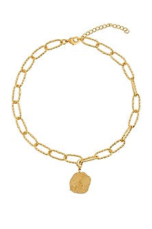 Gold Finish Aquarius Charm Chain Necklace