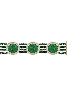 Gold Finish Green Lotus Quartz Bracelet