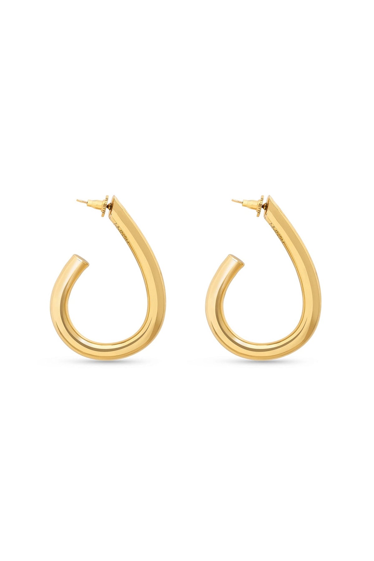 Gold Finish Drop Hoop Earrings
