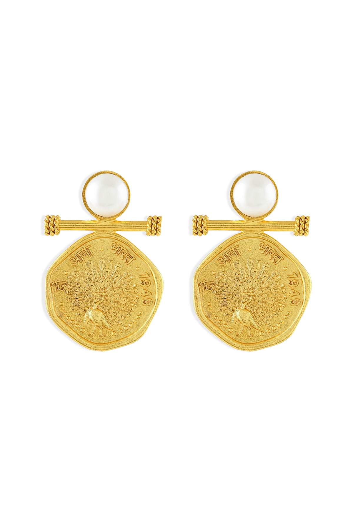 Gold Plated Pearl Dangler Earrings