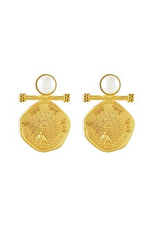 Gold Plated Pearl Dangler Earrings