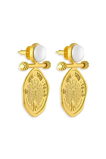 Gold Plated Pearl Dangler Earrings