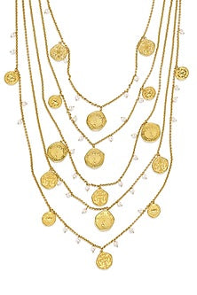 Gold Plated Long Layered Necklace