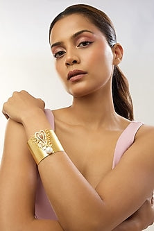 Gold Plated Heart Statement Adjustable Cuff