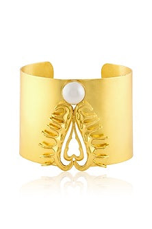 Gold Plated Heart Statement Adjustable Cuff