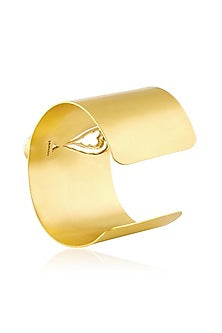 Gold Plated Heart Statement Adjustable Cuff