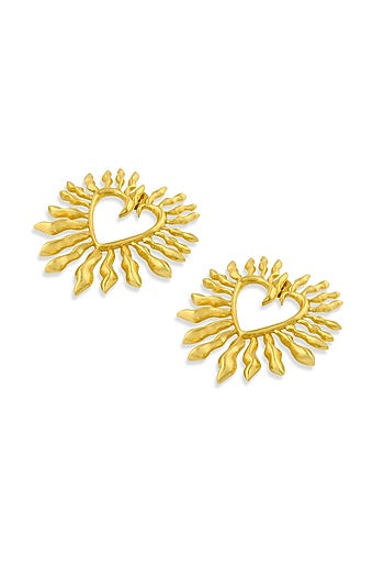 Gold Plated Heart Stud Earrings