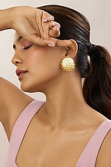 Gold Plated Round Stud Earrings