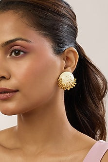 Gold Plated Round Stud Earrings