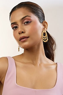 Gold Plated Vine Drop Stud Earrings