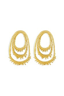 Gold Plated Vine Drop Stud Earrings