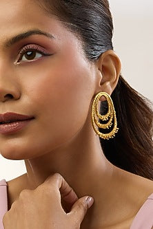 Gold Plated Vine Drop Stud Earrings