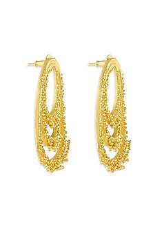 Gold Plated Vine Drop Stud Earrings