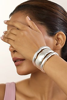 White Rhodium Plated Adjustable Cuff Bracelet