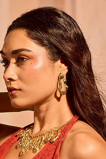 Gold Plated Brass Flow Dangler Earrings