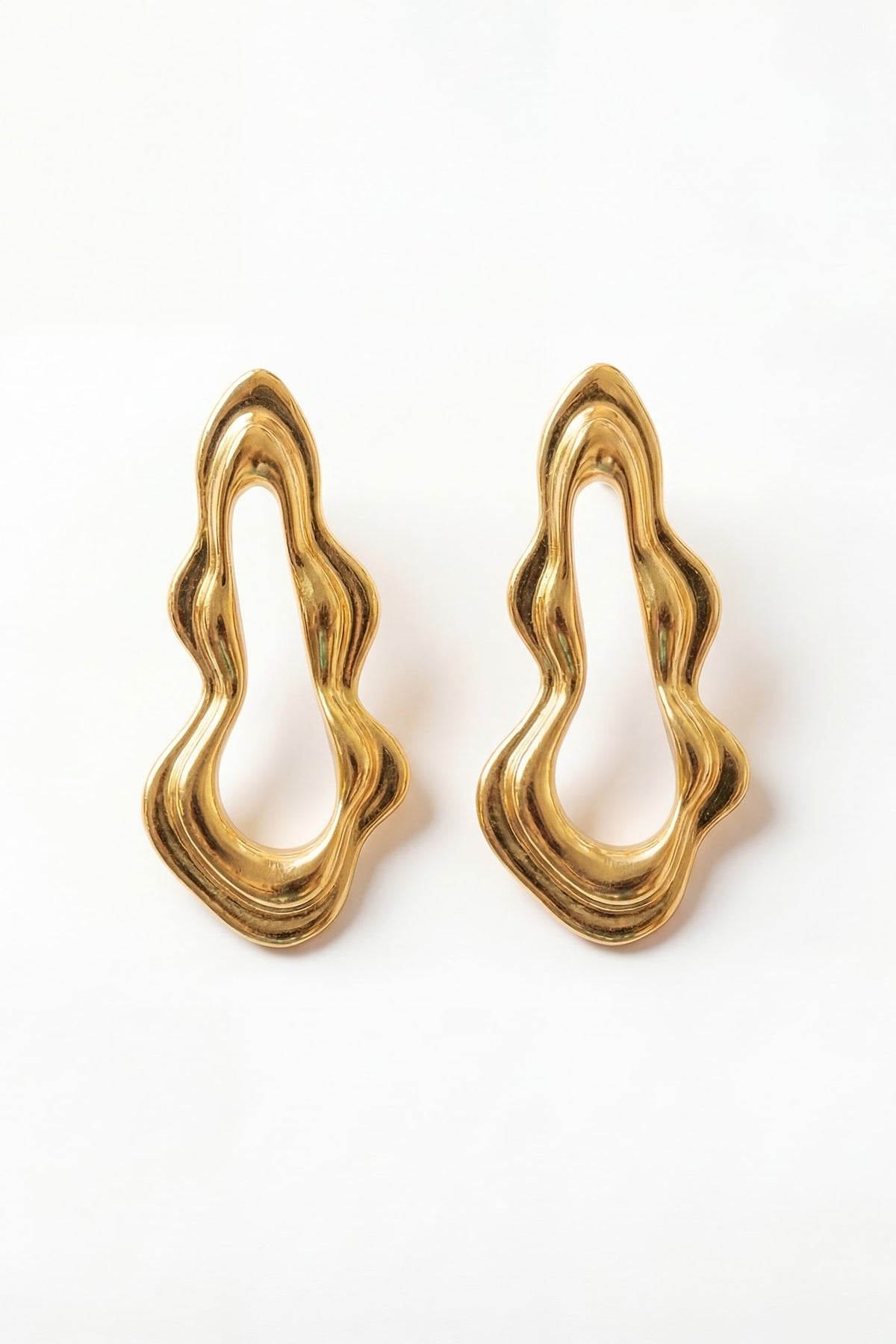 Gold Plated Brass Flow Dangler Earrings