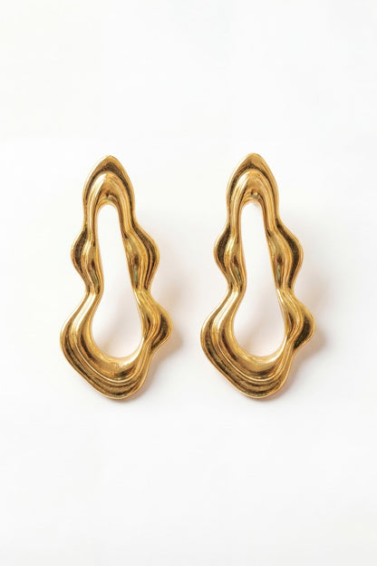 Gold Plated Brass Flow Dangler Earrings