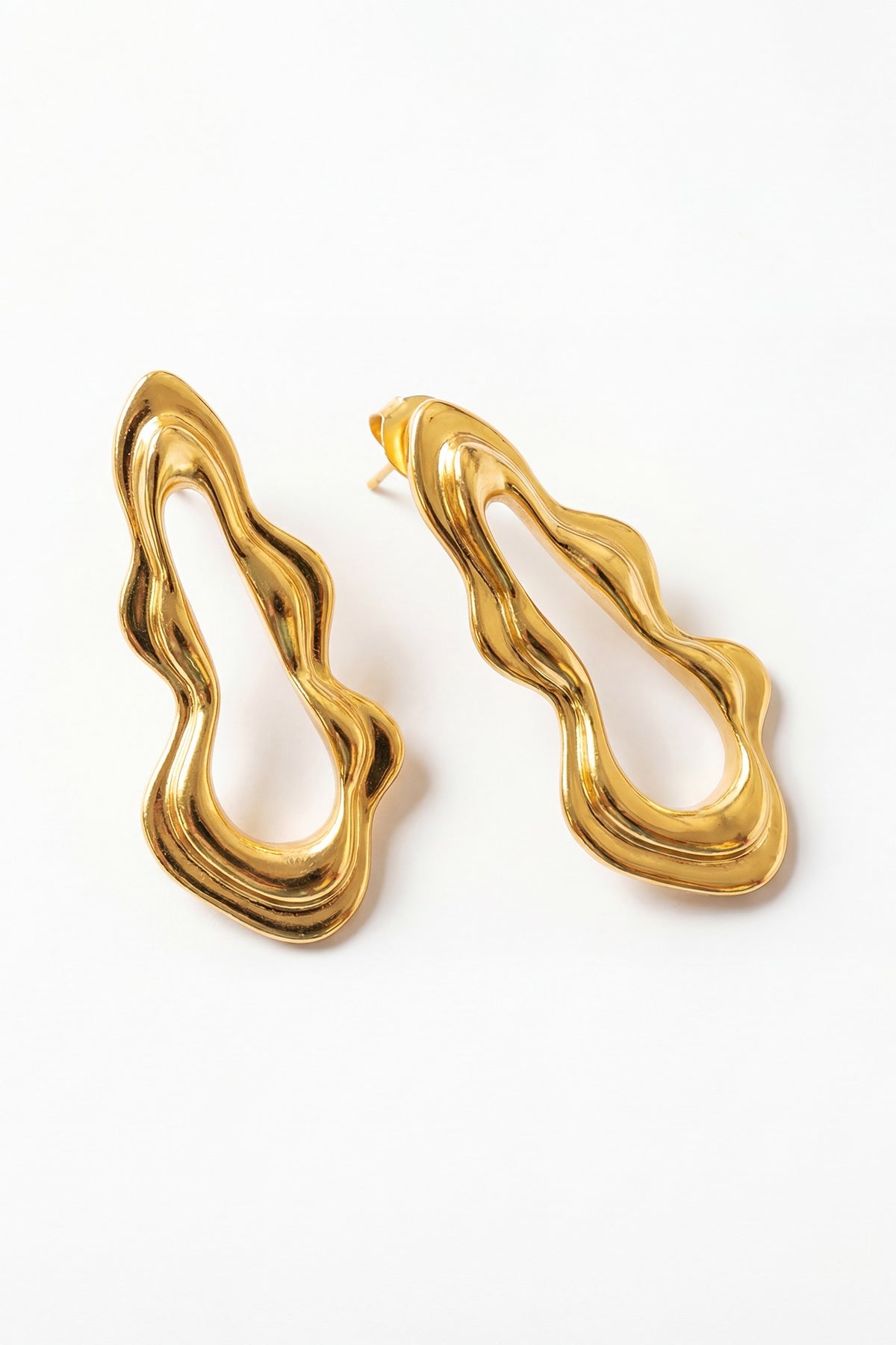 Gold Plated Brass Flow Dangler Earrings