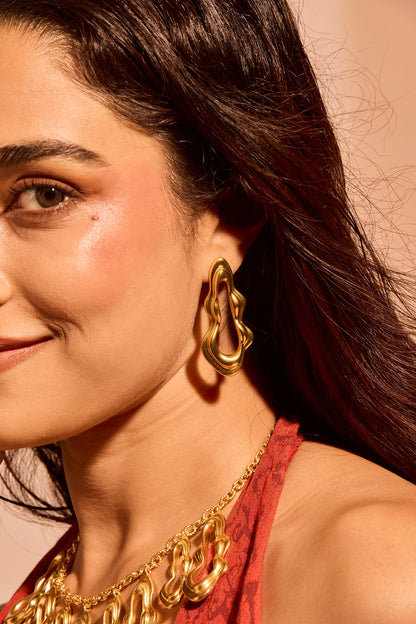 Gold Plated Brass Flow Dangler Earrings
