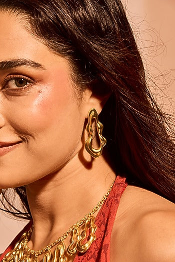 Gold Plated Brass Flow Dangler Earrings