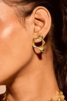Gold Plated Brass Fluid Stud Earrings