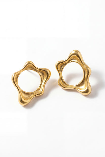 Gold Plated Brass Fluid Stud Earrings