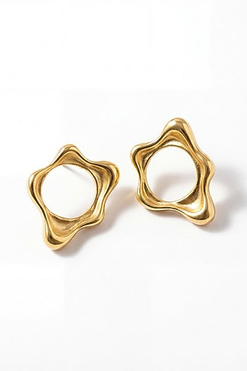 Gold Plated Brass Fluid Stud Earrings