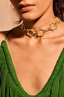 Gold Plated Brass Fluid Choker Necklace