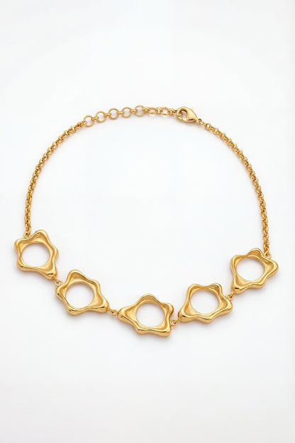 Gold Plated Brass Fluid Choker Necklace