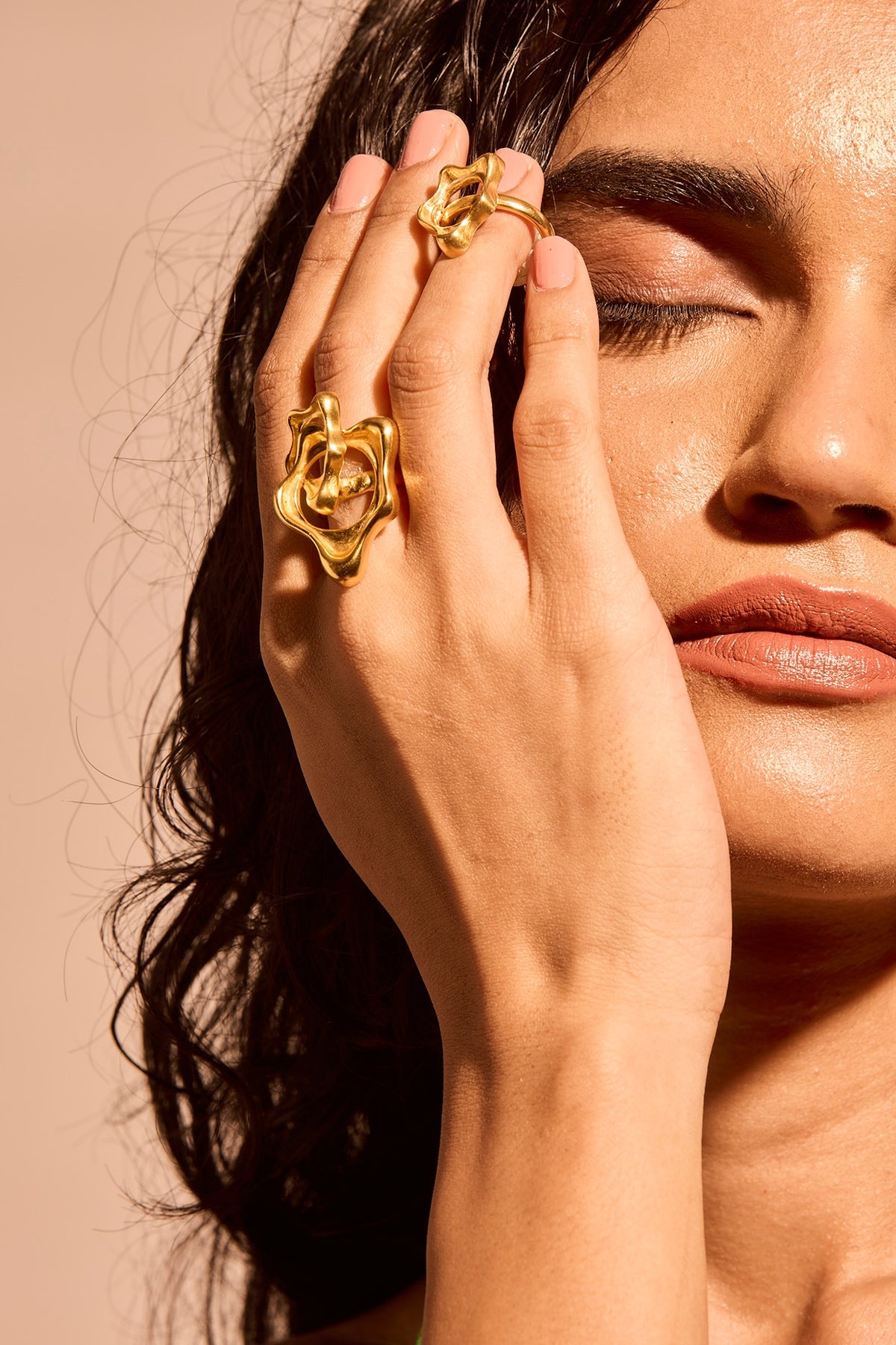 Gold Plated Aura Flow Rings (Set Of 2)