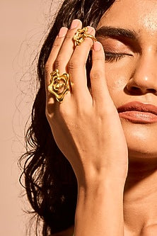 Gold Plated Aura Flow Rings (Set Of 2)
