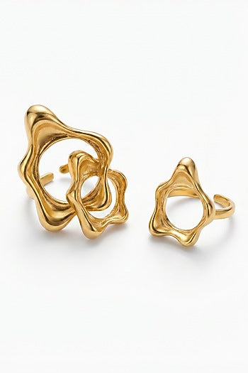 Gold Plated Aura Flow Rings (Set Of 2)