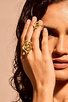 Gold Plated Aura Flow Rings (Set Of 2)