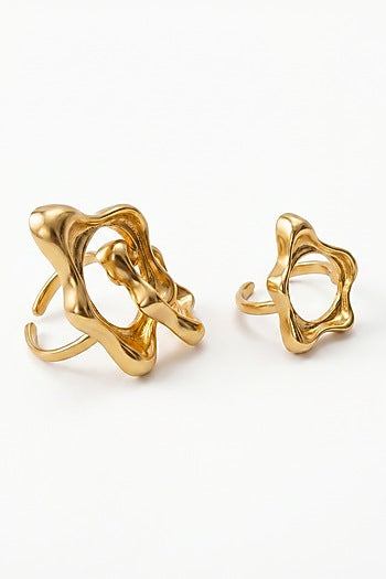 Gold Plated Aura Flow Rings (Set Of 2)