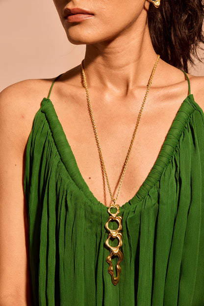 Gold Plated Brass Fluid Necklace