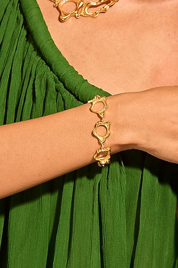 Gold Plated Brass Fluid Curve Bracelet