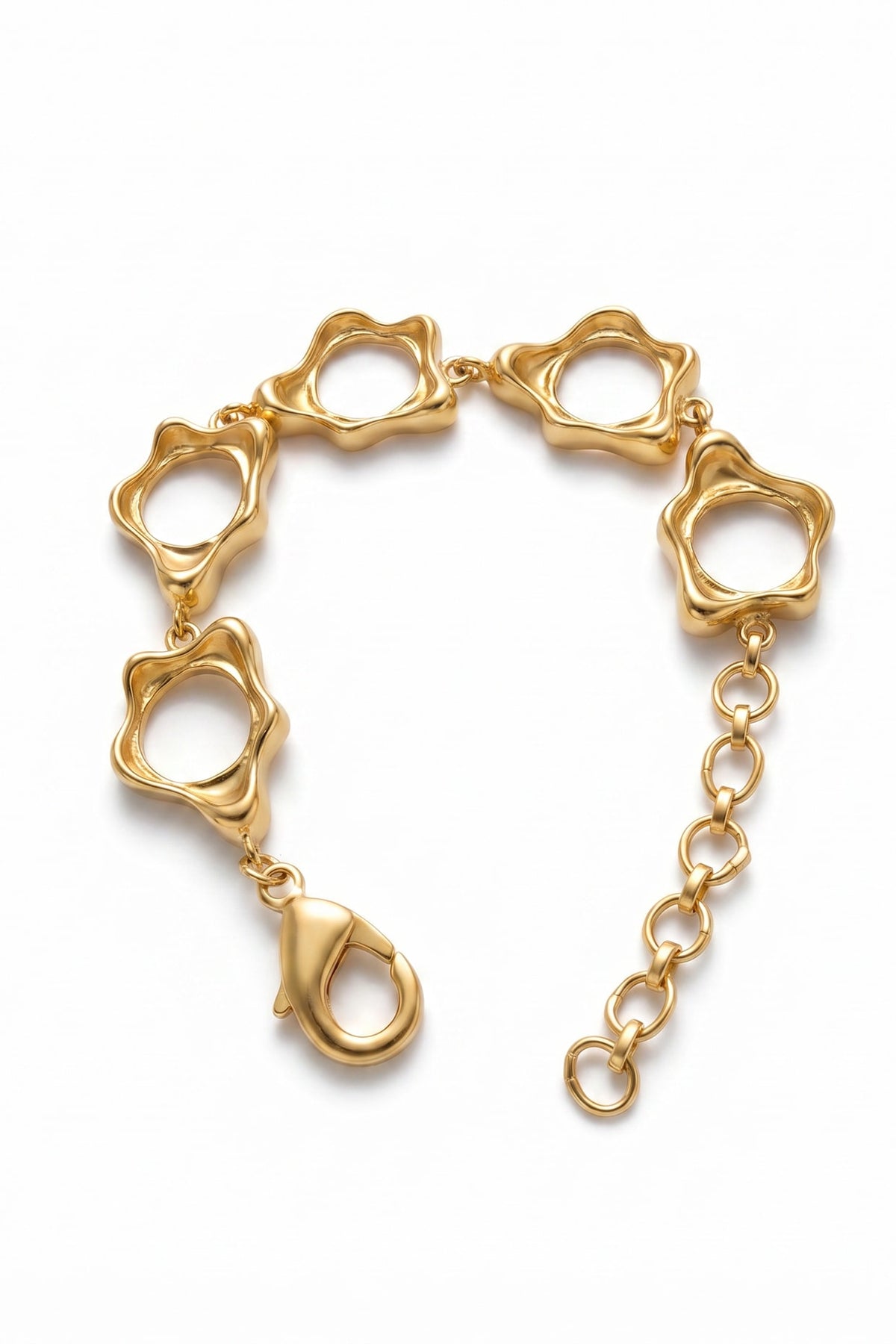 Gold Plated Brass Fluid Curve Bracelet