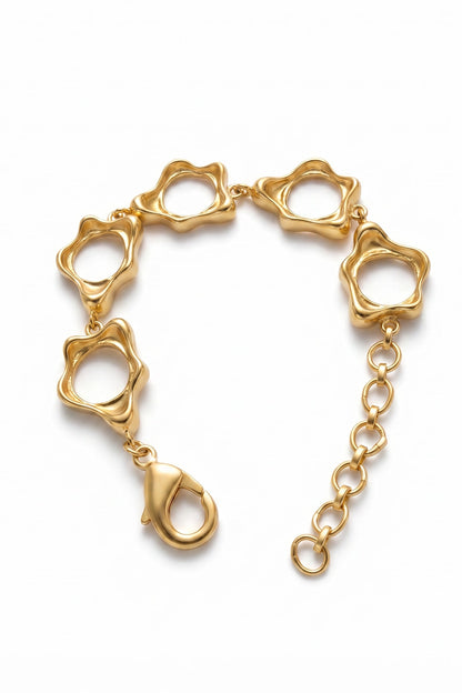 Gold Plated Brass Fluid Curve Bracelet