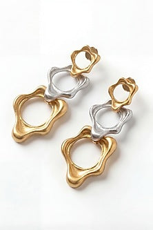 Two-Tone Plated Brass Fluid Trio Earrings