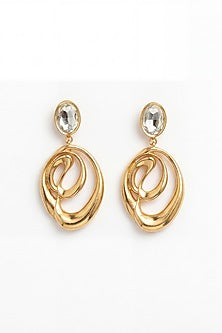 Gold Plated Mirror Wave Curve Dangler Earrings