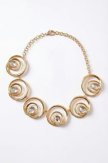 Gold Plated Mirror Wave Choker Necklace