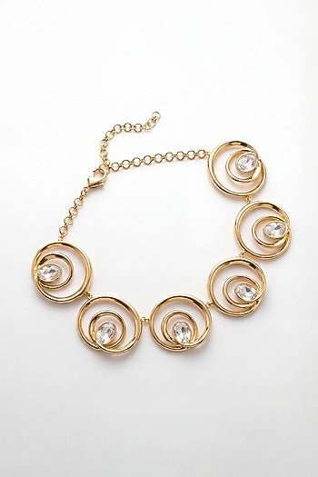 Gold Plated Mirror Wave Choker Necklace