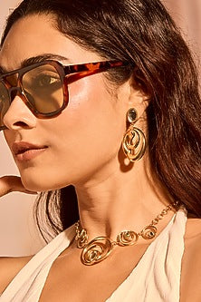 Gold Plated Mirror Wave Choker Necklace