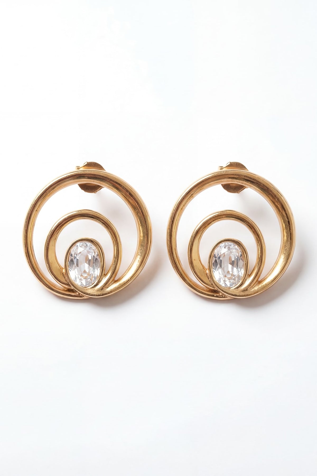 Gold Plated Mirror Wave Stud Earrings