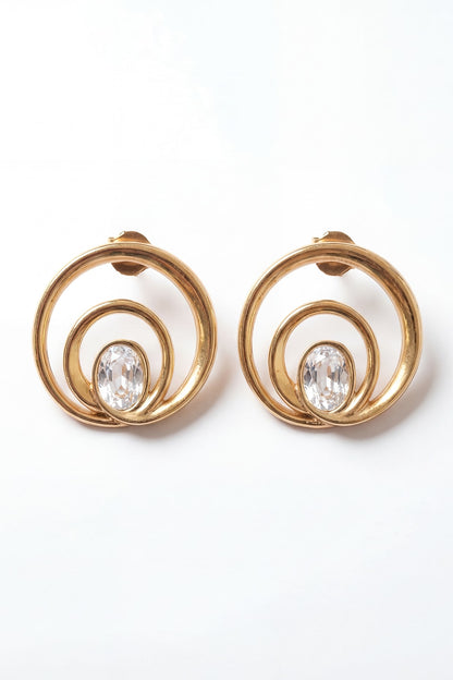 Gold Plated Mirror Wave Stud Earrings