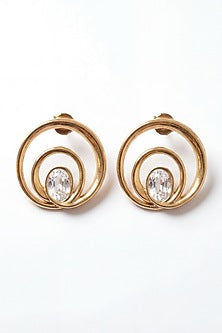 Gold Plated Mirror Wave Stud Earrings