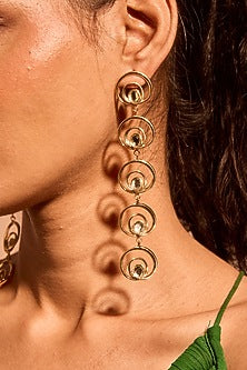 Gold Plated Mirror Wave Long Earrings