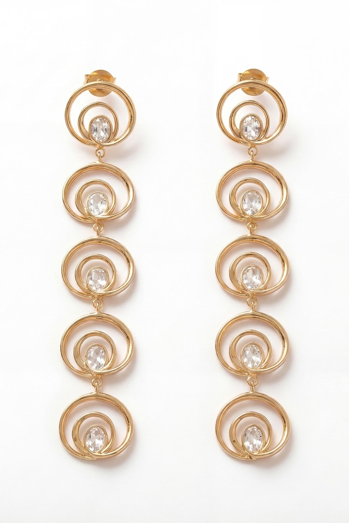 Gold Plated Mirror Wave Long Earrings