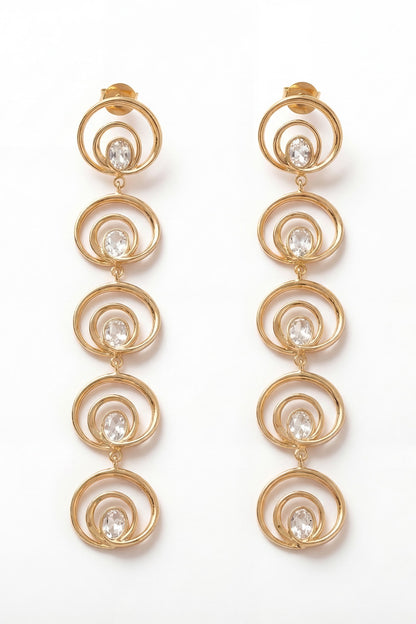 Gold Plated Mirror Wave Long Earrings